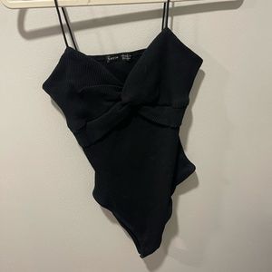 Shein black body suit. Tie in front.